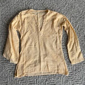 Yellow Long Sleeve CottonTunic Top